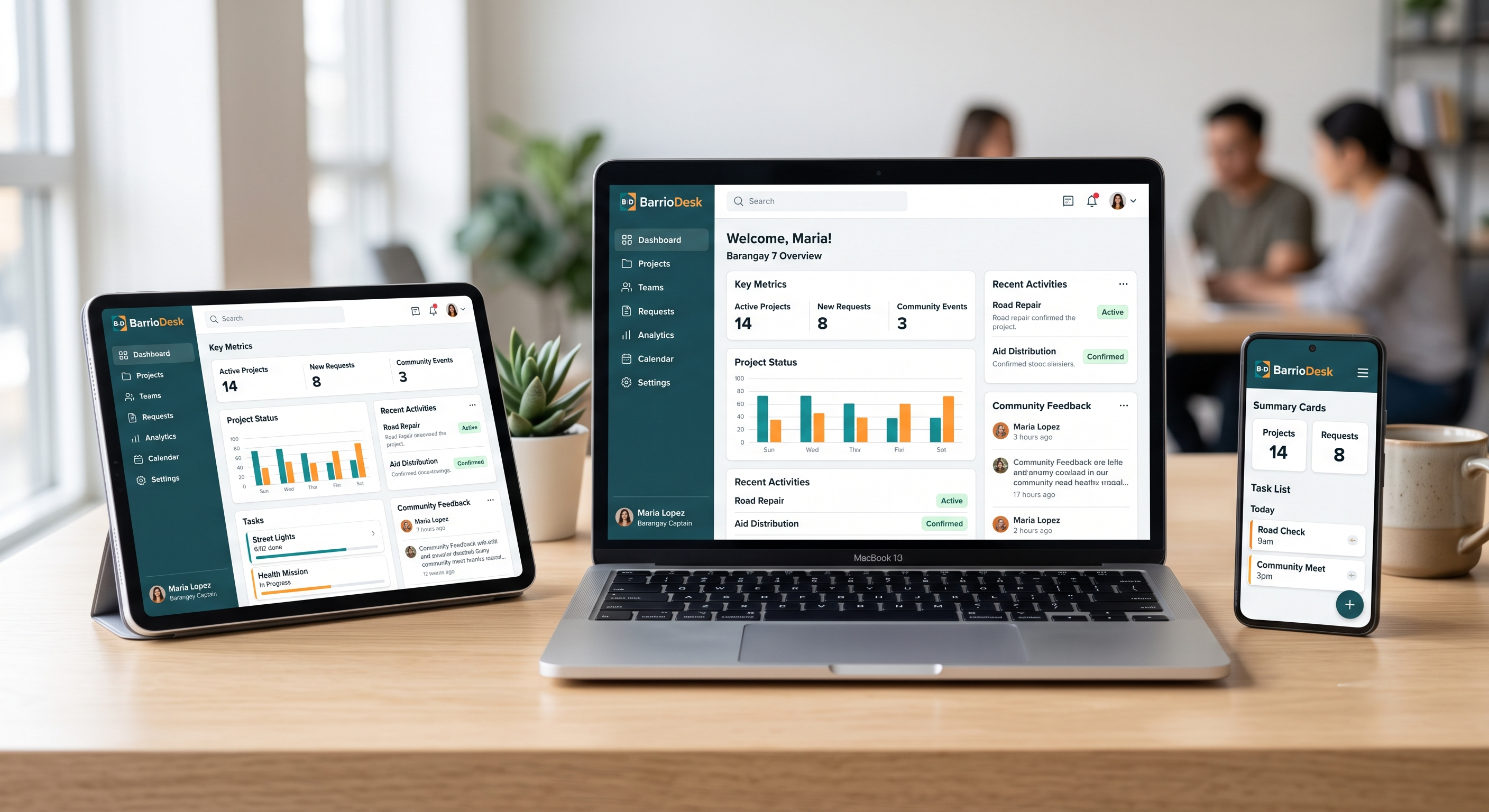 BarrioDesk product interface preview
